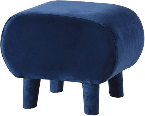 HAVVMK Fußstütze, Flanell-Fußhocker, Tritthocker mit 4 Beinen aus Massivholz, Kleiner Couchtisch, Beistelltisch für Wohnzimmer, Sitz, Frisierstuhl, Fußstütze, Hellblau