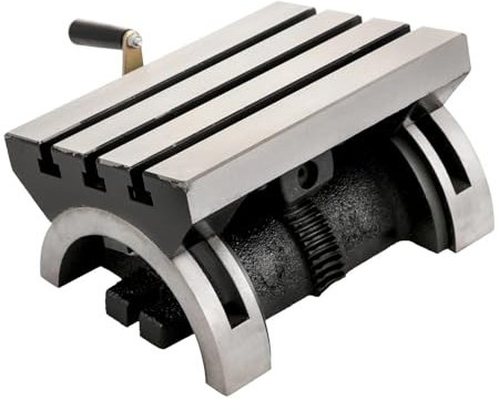 AMEHRU Kippbarer Frästisch, Verstellbarer rotierender Arbeitstisch mit 3 T-Nuten und Einer Kurbel, robust for Schleifen und Fräsen(10 x 7 inch)
