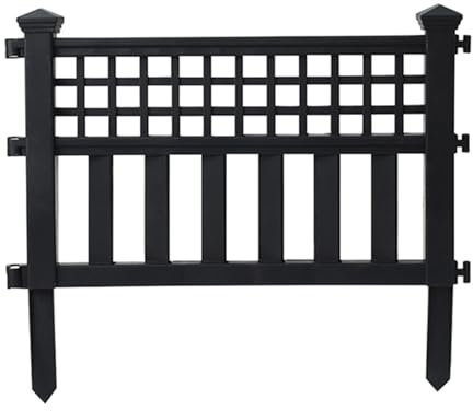 GOCHUSX Gartenzaun, Flexibler Grenzzaun, Holz-Landschaftsrandbesatz, Dekorativer Holzzaun Als Trennwand Für Den Außenbereich Für Garten, Balkon, Rasen, Innenhöfe(Schwarz,57.5x52cm-4PCS)