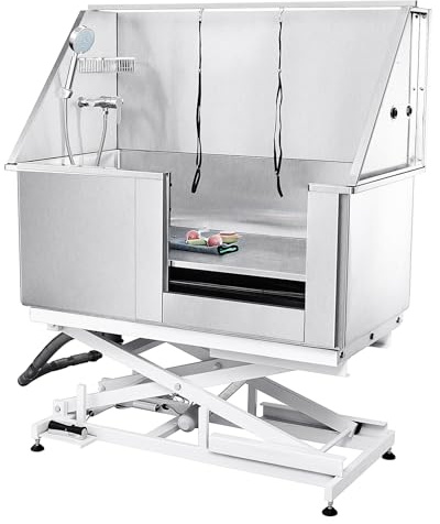 Happybuy 50 Pet Dog Bathing Station with Electric Height Adjustment, Stainless Steel Dog Grooming Tub with Soap Box, Faucet, Accessories, Bathtub for Multiple Pets, Home Washing Sink (Right Side)
