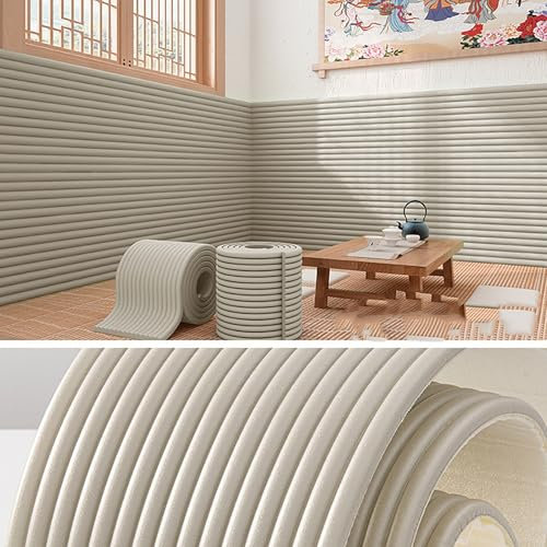 Wandpaneele Gepolstert 200 cm, Wandkissen Selbstklebend für Kinder Autismus, Anti-Kollision Wandkissen Bett Kopfteil, DIY Schneiden, Breite 10-50 cm Wandpolster Kinderzimmer(Grau,W 40 cm)