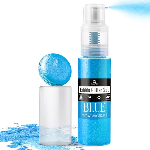 Purpurina Comestible Spray 22g, Purpurina Comestible - Colorante Alimentario en Spray para Repostería, Ideal para Tartas, Pasteles, Fresas, Fondant, Cócteles, Bebidas, Chocolate y Glaseado (Azul)