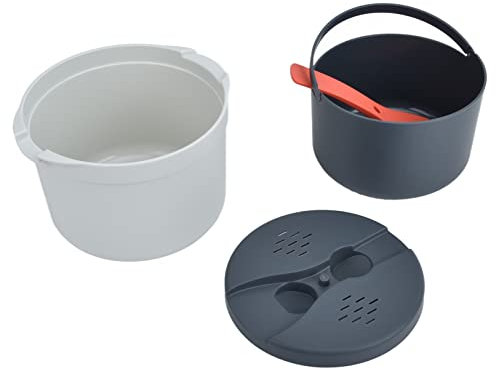 YUYTE Material de Pp de Grado Alimenticio de Cocción de Arroz de Microondas con una Olla de de Tapa de la Tapa de la Cuchara de Cuchara de Arroz para Todas las Microondas (ORANGE)