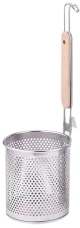 Passoire en acier inoxydable avec manche en bois, passoire à mailles fines pour pâtes et raviolis Tja781 (Silver, 33x9.5cm)