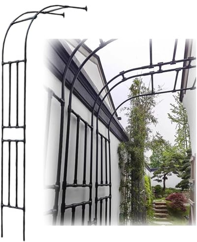 Arche de jardin en acier pour plantes grimpantes, facile à installer, 150 cm de large x 270 cm de haut, parfaite pour la décoration et le soutien du jardin