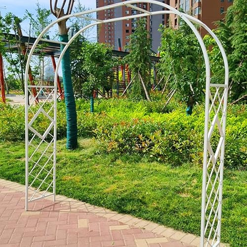 Arche de jardin en métal antirouille – Treillis en fer forgé galvanisé pour plantes grimpantes, décoration de mariage en plein air, différentes tailles (140/180/220/260/300/340 cm) – Couleur blanche