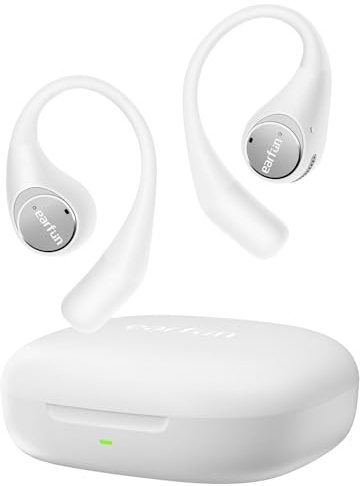 EarFun OpenJump Auriculares Deportivo Inalambricos Bluetooth Open Ear, Sonido Hi-Res, LDAC, 4 micrófonos ENC, 42H de reproducción, conexión multipunto, IPX7, Ajuste Firme para Entrenamiento, Blanco