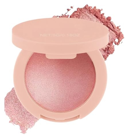 Renchey Rubores Faciales | Maquillaje En Polvo Rosa Para Mejillas | Maquillaje Altamente Pigmentado con Efecto Luminoso, Producto de Belleza de Larga Duración para Todo Tipo de Piel y Contorno