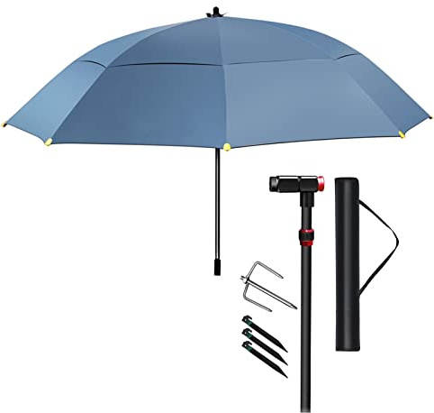 CLSDRZC Parasol,Parasol Fishing Umbrella Rainproof Shade Sails Foldable Multi-Purpose Garden Sun Parasol with 360° Telescoping Pole for Camping, Picnic, Golf Court, Beach Sunshade