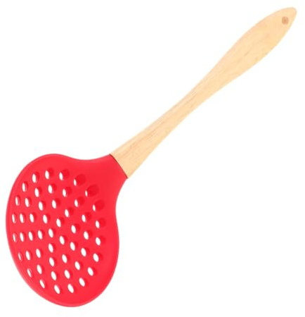 ARTSEWPLY Espumadera Silicona Resistente Calor con Mango de Madera Ergonómico Cuchara Colador para Servir Alimentos y Filtrar Aceite Utensilio Cocina Reutilizable para Hogar y Restaurante