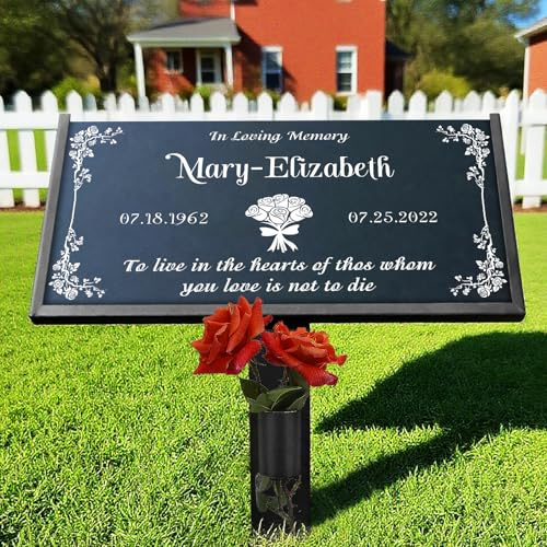 KEMAYUN Headstones for Graves - Natural Granite Memorial Stone Custom Tombstones for Grave Stones - Temporary Grave Marker for Cemetery for Humans
