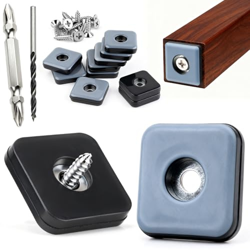 mawmuaw 12 Stück Stuhlgleiter zum Schrauben 25x25mm Möbelgleiter | PTFE Teflon, Teflongleiter, Bodengleiter, Edelstahlschrauben, Doppelendig Bit, Holzbohrer, für Möbel, Böden