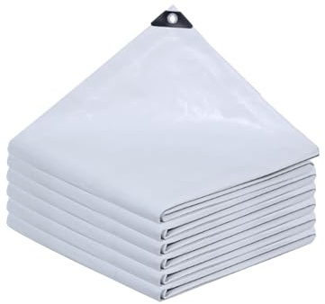 Telone Impermeabile 120 x 230 cm Resistente Ai Raggi UV e Agli Strappi Telo Occhiellato Multiuso Super-Resistente per Mobili da Giardino Barche Legno Piscina Camion, Bianco