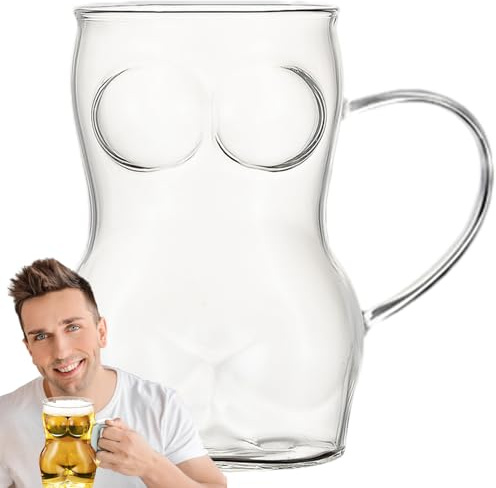 Générique Beer Mugs For Freezer - Frosted Glass Mugs 8.5 X 14 Cm | Double Wall Freezable Mug For Cold Beer, Soft Drinks & Ice Drinks | Mug