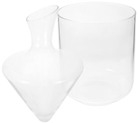 PAMINGONO Set Decanter per Vino Rosso Decanter Obliquo in Vetro Trasparente e Secchiello per Ghiaccio Contenitore per Vino Classico per Esaltare Sapore e Aroma Design Creativo Adatto a