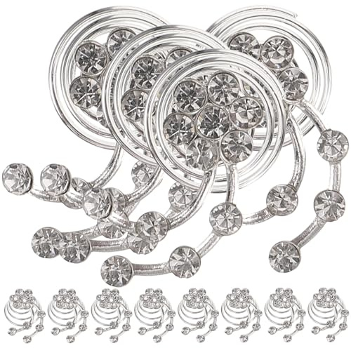 ARTSEWPLY Lot de 12 Épingles à Cheveux Spirales Argentées en Alliage Strass, Décoration Capillaire pour Femmes, Accessoires Mariage et Soirée, Bijoux Cheveux Mariée Élégants