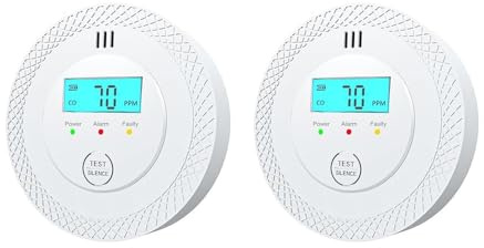 Carbon Monoxide Detector, Battery Operated CO Alarm with Loud 85dB Alarm, LED Indicator, Easy Test-Button, Compact Design, UL Listed, for Home, Bedroom, Kitchen, RV (2 PACK)