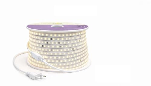 Generico Striscia LED 100 Metri 220V Luce Naturale 4000K – Kit Completo con Spina e 10 Prese Incluse – 8W/M – 8mm – Tagliabile Ogni 10 cm – Illuminazione Casa e Ambienti Commerciali