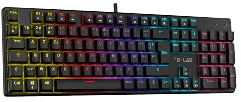 The G-Lab Keyz Radium - Clavier Gamer Mécanique Red Switch AZERTY FR | AZERTY FR, Filaire, Switch Rouge Linéaire, Anti-Ghosting 26 Touches, Rétroéclairage Rainbow 20 Modes, PC/PS4/PS5/Xbox