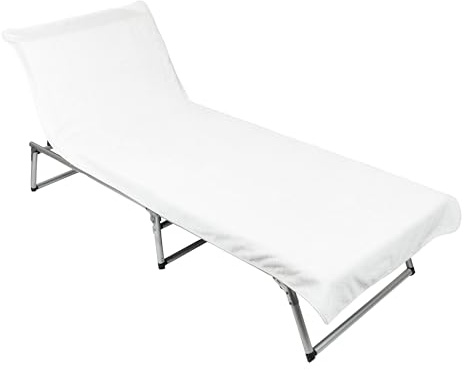 ZOLLNER Schonbezug - weiches und saugstarkes Strandtuch in 75x215 cm - waschbar bis 60°C - Baumwolle in weiß - Fester Halt durch eingenähte Kapuze - Oeko Tex® Zertifiziert
