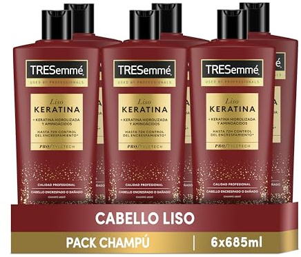 TRESemmé Liso Keratina Shampoo für krauses oder geschädigtes Haar mit Marula und Keratina Öl, 6 x 685