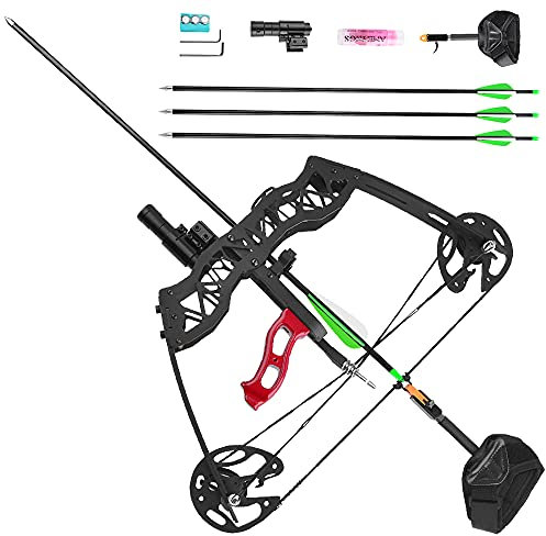 AMEYXGS Bogenschießen Compoundbogen Set 25lbs Jagdbogen Jugend Bogen und Pfeil Set Bogen für Erwachsene Sportbogen Outdoor Schießen Rechts- und Linkshänder (Schwarz)