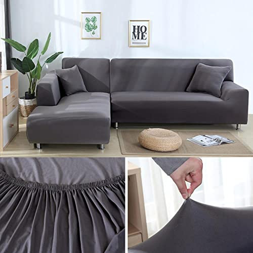 MicroMall Einfarbige Sofabezug für Wohnzimmer, elastische Eckcouch Chaiselongue Schonbezüge Stuhlschutz