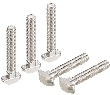 uxcell M8x45mm T Slot Drop-in Bolt, 15pcs Hammer Head T-Bolt T Shape Stud Sliding Screw for European Standard 40 Series Aluminum Profile