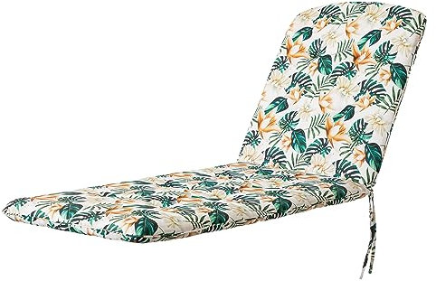 HOBBYGARDEN Outdoor/Indoor, Sonnenliegen, Sitzkissen, Sitzpolster, Gartenmöbel Kissen, für Stuhle oder Liege, Polster, Sofa, 185 x 60 x 6 cm, Weiße Blumen