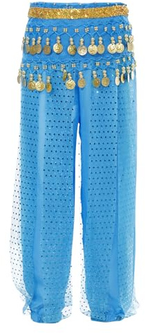 CHICTRY Bauchtanz Kostüm Kinder Hose Mädchen Münzen Pailletten Tanzhose Tüll Schichte Haremshose Leggings Für Fasching Karneval Mottoparty