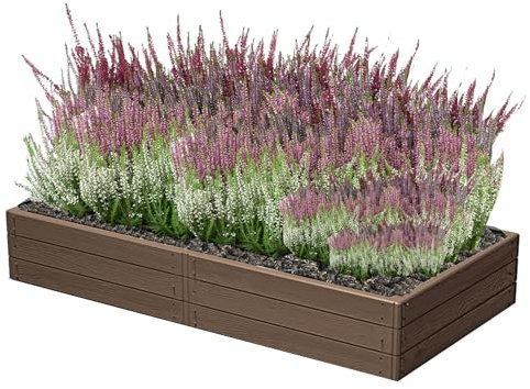 botle Jardín de flores, bancal alto, jardinera marrón, imitación de madera, 149,2 x 75,6 x 25 cm, perfecta para plantar flores, cultivar plantas y hierbas