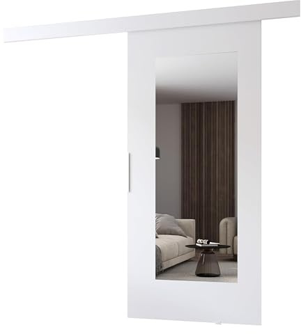 MINIO go for it - Schiebetür Komplettset CLEAN I Schiebetüren 86 cm Breit | Wandmontage, Schiebetürsystem, Zimmertüren - Weiss Matt