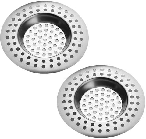 Stainless Steel Kitchen Sink Strainer Plug, Standard Strainer Drain Protector Hair/Food Catcher for Bathroom, Kitchen, Shower (External Diameter 7.6cm, Inner Diameter 4.5cm, Pack of 2)