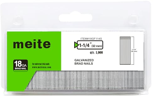 meite Clous de Finition Brad Galvanisés Type 18G/32m, Lot de 1 000, Clou pour Cloueuse 18G, Pour Menuiserie et Travaux de Finition