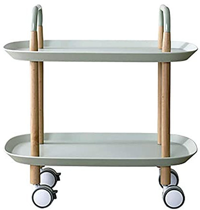 CCYENG Lagerregalwagen mit Stange auf Rädern, moderner Holz-Kunststoff-Lagerregal-Organizer, Servierwagen, Räder, Griff, Küchenwagen, Inselwagen, D