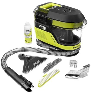RYOBI ONE+ HP - Limpiador de manchas inalámbrico SWIFTClean de tamaño mediano sin escobillas de 18 V con batería de 4.0 Ah y cargador, promedio, verde, PBLHV704K