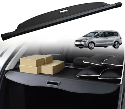 Auto Einziehbarer Laderaumabdeckung Kofferraum für V.W S.h.a.r.a.n 2012-2018, Schwarz Schutz Der Privatsphäre Abdeckung Hutablage Cargo Cover, Ausziehbar Kofferraumabdeckung Rollo