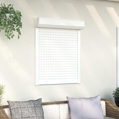 Rollladen Aluminium, LAPOOH Aussenrolladen, Schrank Rollo, Außenrollo, Sonnenschutzrollo Außen, 70×100 cm Weiß