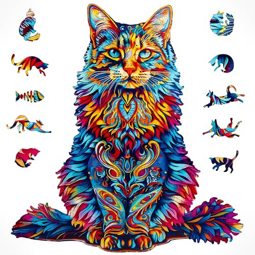 Joellfuner Holzpuzzle Erwachsene, 306 Teile Puzzle Holz Erwachsene, Unregelmäßige Einzigartige Puzzle, Wooden Puzzle Tierform, Puzzle aus Tierteilen mit Geschenkbox aus Holz (42 * 40CM)