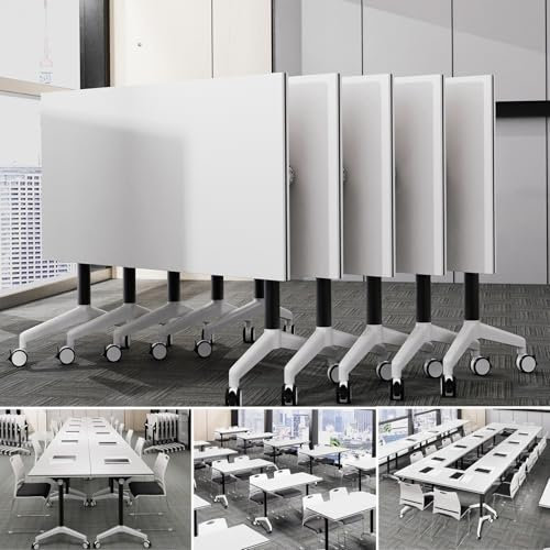 Gtzly BüRotisch, Klappbarer Konferenztisch, 5-Teilig, Faltbar, for KonferenzräUme, Rechteckig, for SchulungsräUme, Umklappbarer Mobiler Schulungstisch, mit Lenkrollen(55.1 * 23.6 * 29.5in)
