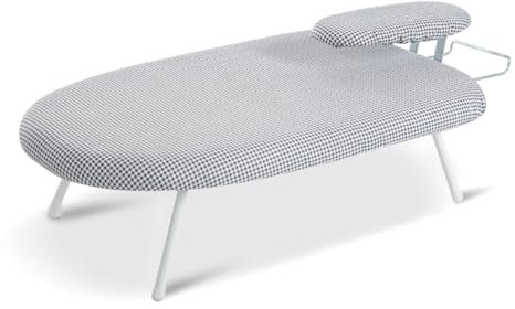 Yajuer Bügelbrett, Faltbares Tischbügelbrett mit Bügeleisenablage und Baumwollbezug, Tragbares Mini-Bügelbrett für Kleine Räume(Gray)
