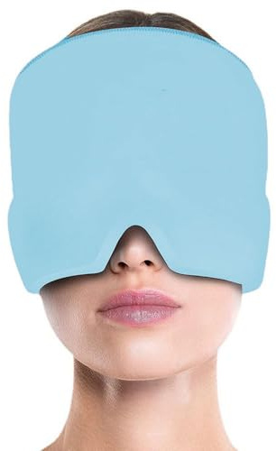 Maschera per l'Emicrania, Cappello Emicrania,Cappello Mal di Testa,Berretto per l'Emicrania Cuscinetto di Raffreddamento per Emicrania Cappello Mal di Testa Gel Ghiaccio(Blu)