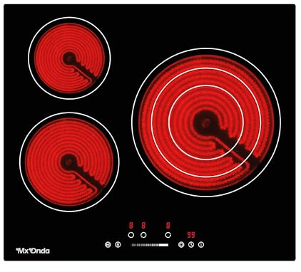 Placa Vitroceramica para encastrar 3 fuegos 5700W zona de coccion de 30 cm