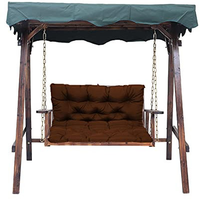 Wasserdichte Hollywoodschaukel mit Rückenlehne, 2-/3-Sitzer, Gartenstühle, Bankauflagen, Outdoor-Terrassenmöbel für Veranda, Hof, Braun, 100 x 100 x 10 cm