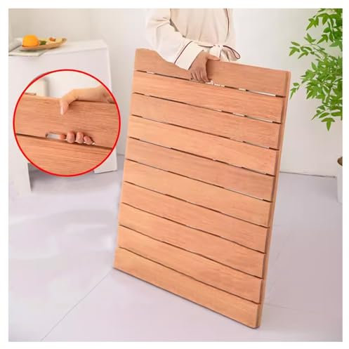 Badematte aus Bambusholz, wasserfest, rutschfest, für Spa, Sauna, Badewanne, Pool, Innen- und Außenbereich, Bambusmatte, natürliche Badezimmer-Dekoration, 50,8 x 71,1 cm