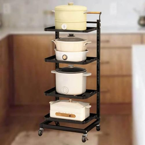 Kitchen Saucepan Lid nizer Holder for Cupboard Storage Free Standing Pot Rack for Tins and Lids Black 4 Tier Shelf Stand