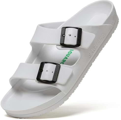 SAGUARO Herr flip flops dam strandtofflor EVA clogs lätt trädgård sko sommar utomhus sandal toffel 36–48, Vitt och blått, 40 EU