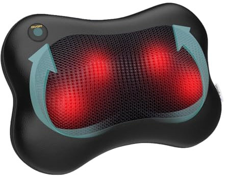 Shiatsu Rücken und Nackenmassagegerät mit Wärme - 3DKnet-Tiefengewebe Massagekissen mit elektrischer Massagefunktion für Stuhl, Auto, Linderung von Muskelschmerzen an Schultern, Beinen, Füßen