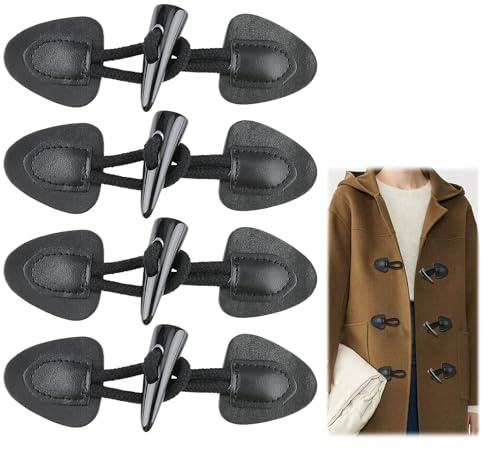 4 Paar Knebelknöpfe, Vintage-Lederknöpfe für Jacken, Mäntel, Windjacken, Strickwaren für DIY-Kleidung, Nähen, Dekorationszubehör