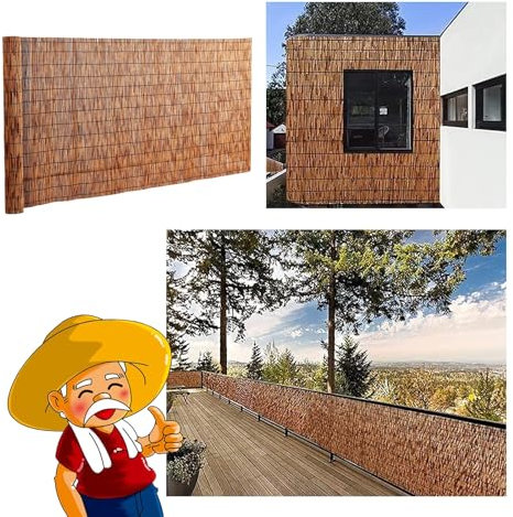 BZCKBZ Schilfrohrmatte Hoch 50 60 70 80 90 100 110 120 130cm Sichtschutzzaun Bambuszaun Balkonzaun Abdeckung Für Garten Outdoor Hinterhof Terrassendekorationen(80x800cm(2.6x26.2FT))